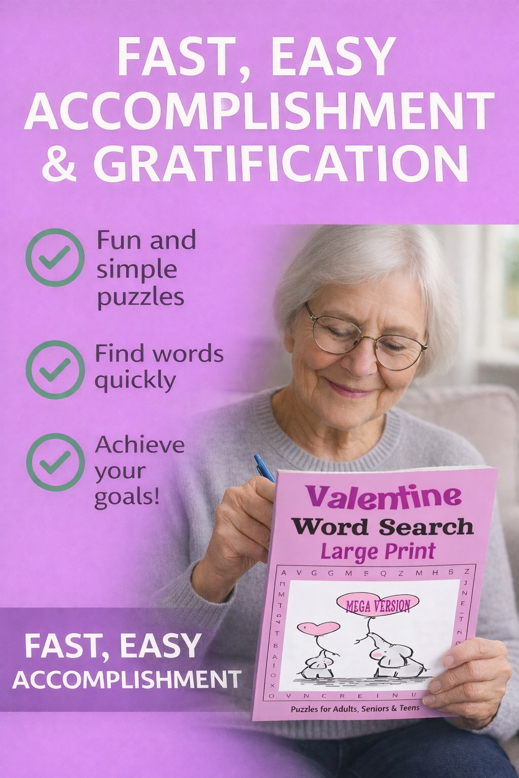 Valentine Word Search – MEGA - Large Print -Senior Activity Book- (Instant PDF Download)