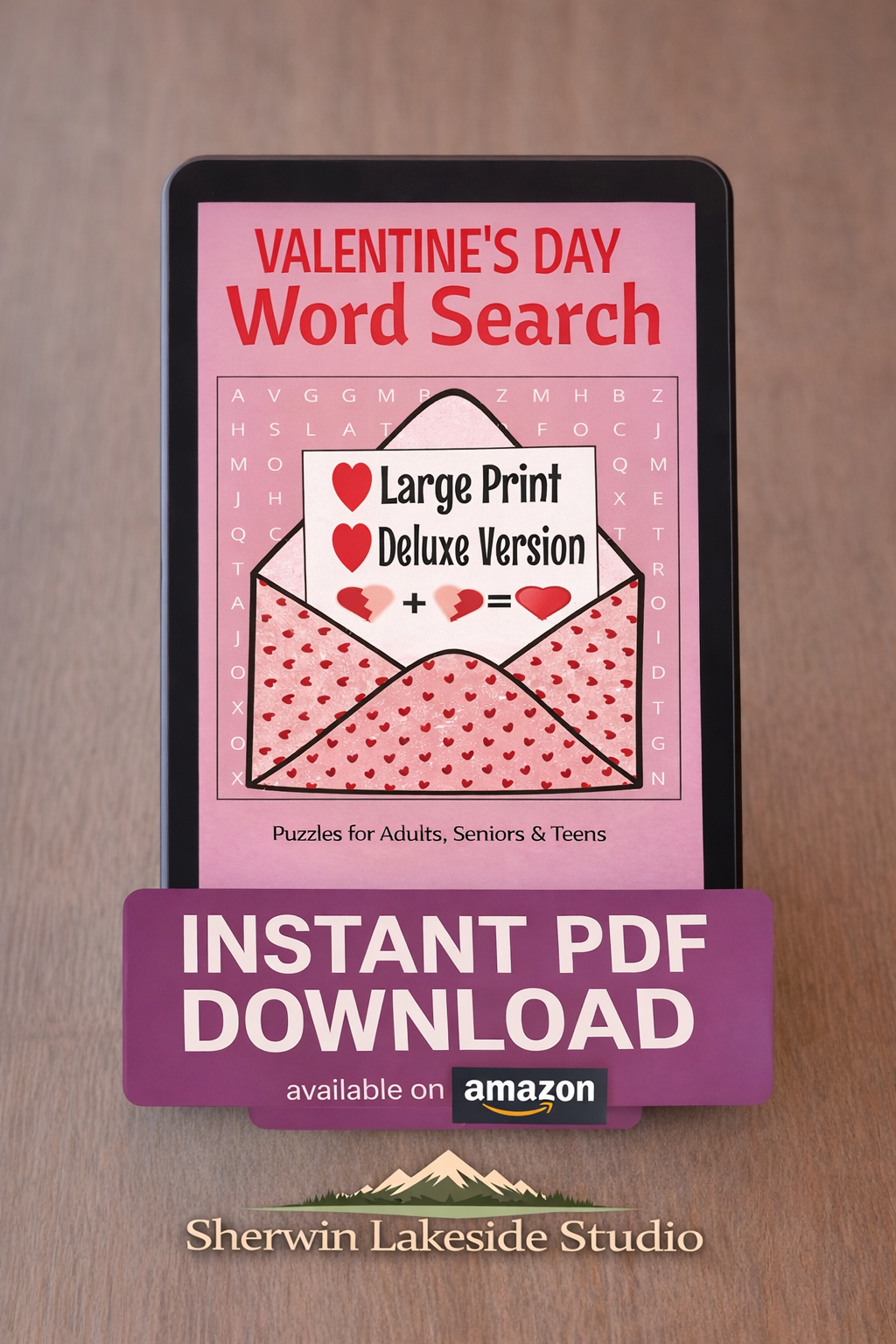 Valentine Word Search – Deluxe - Large Print -Senior Activity Book- (Instant PDF Download)