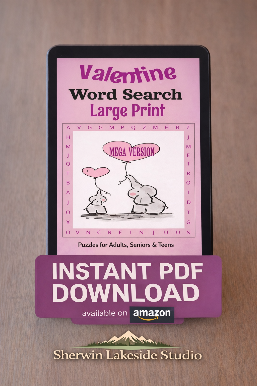 Valentine Word Search – MEGA - Large Print -Senior Activity Book- (Instant PDF Download)