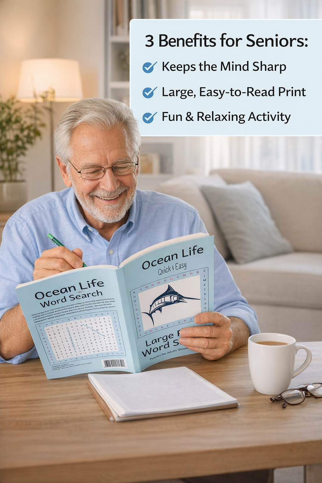 Ocean Life Quick & Easy - Large Print -Senior Activity Book- Word Search