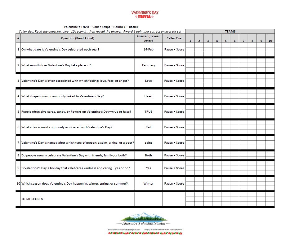 Valentine Trivia  -Large Print - Senior Activity Book- Quick and Easy- (Instant PDF Download)