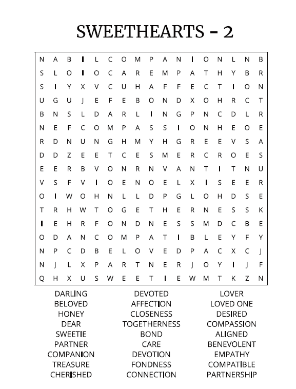 Valentine Word Search – Deluxe - Large Print -Senior Activity Book- (Instant PDF Download)