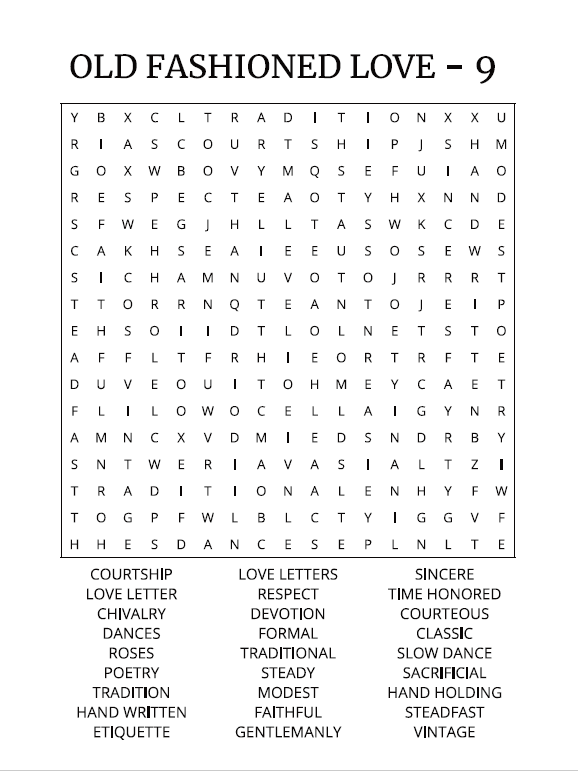 Valentine Word Search – Premium 1 - Large Print -Senior Activity Book- (Instant PDF Download)