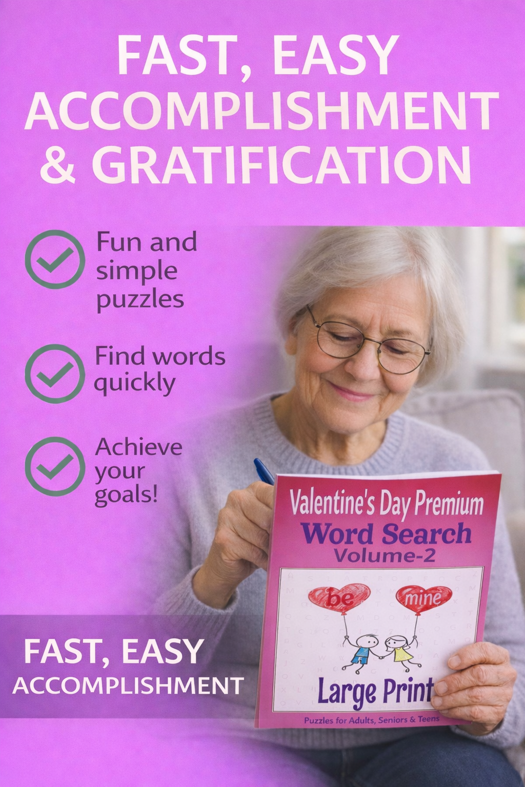 Valentine Word Search – Premium 2 - Large Print -Senior Activity Book- (Instant PDF Download)