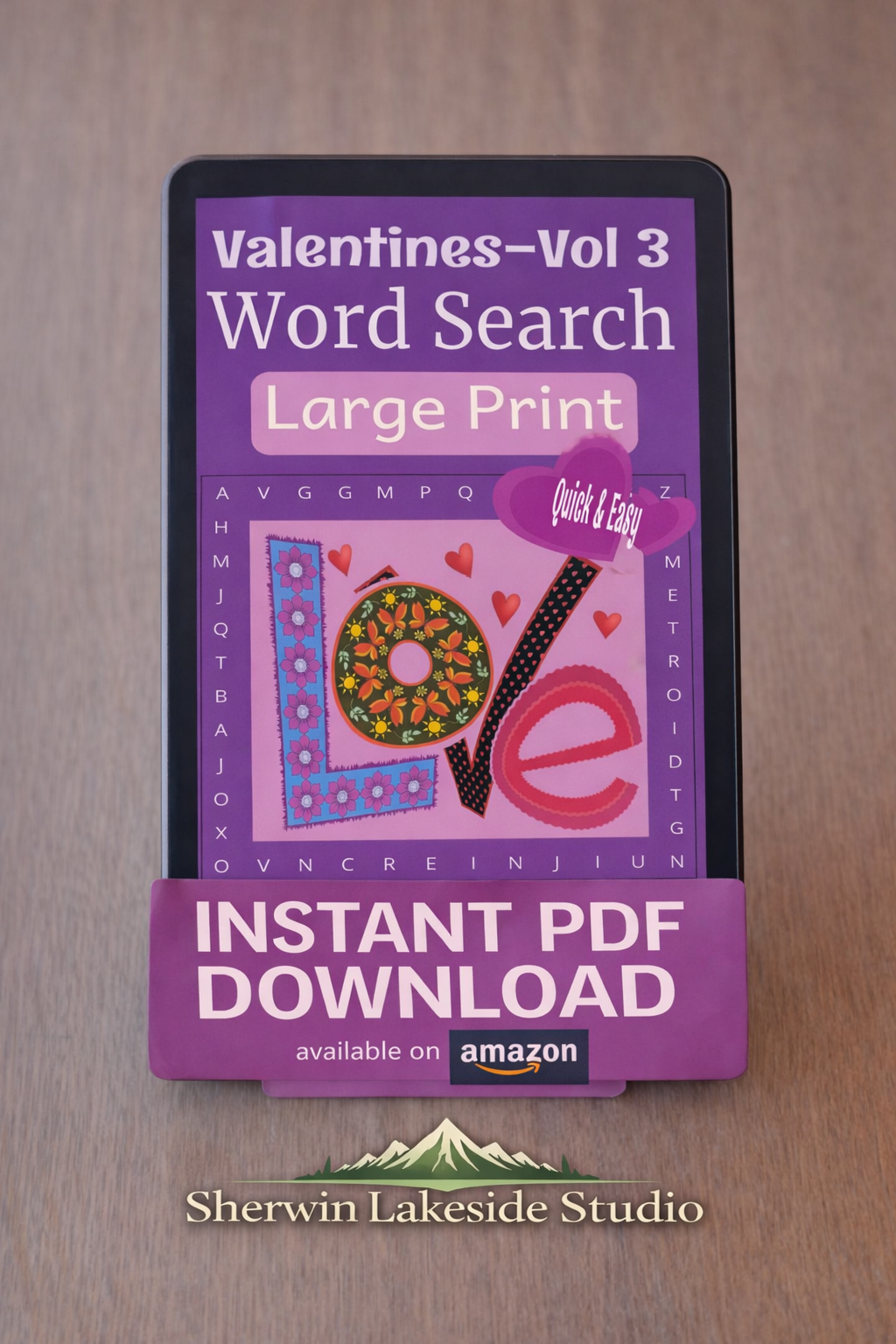 Valentine Word Search – Quick & Easy 3 - Large Print -Senior Activity Book- (Instant PDF Download)
