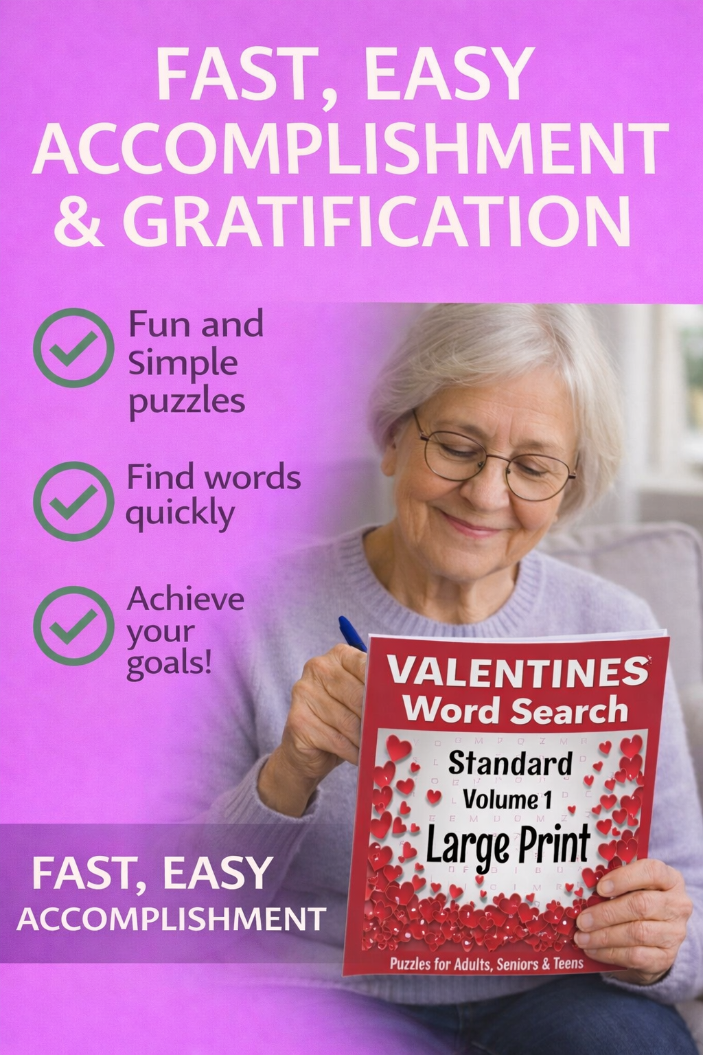 Valentine Word Search – Standard 1 - Large Print -Senior Activity Book- (Instant PDF Download)
