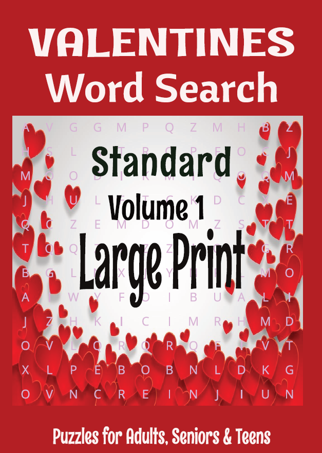 Valentine Word Search – Standard 1 - Large Print -Senior Activity Book- (Instant PDF Download)