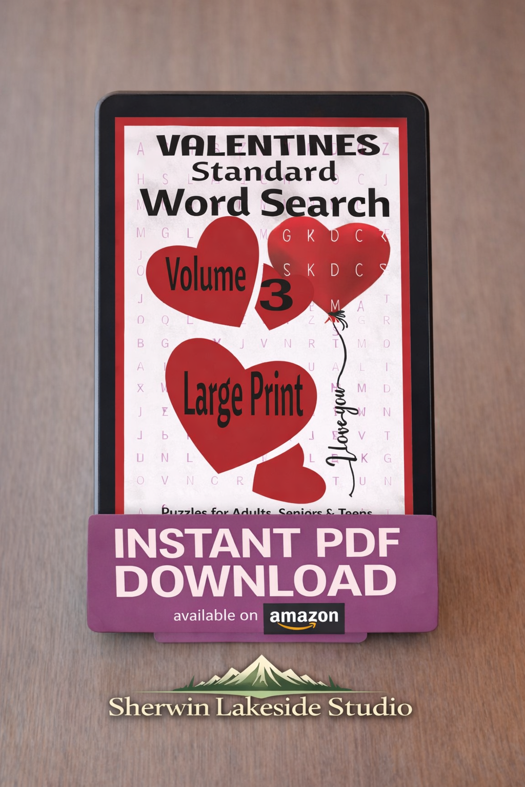 Valentine Word Search – Standard 3 - Large Print -Senior Activity Book- (Instant PDF Download)