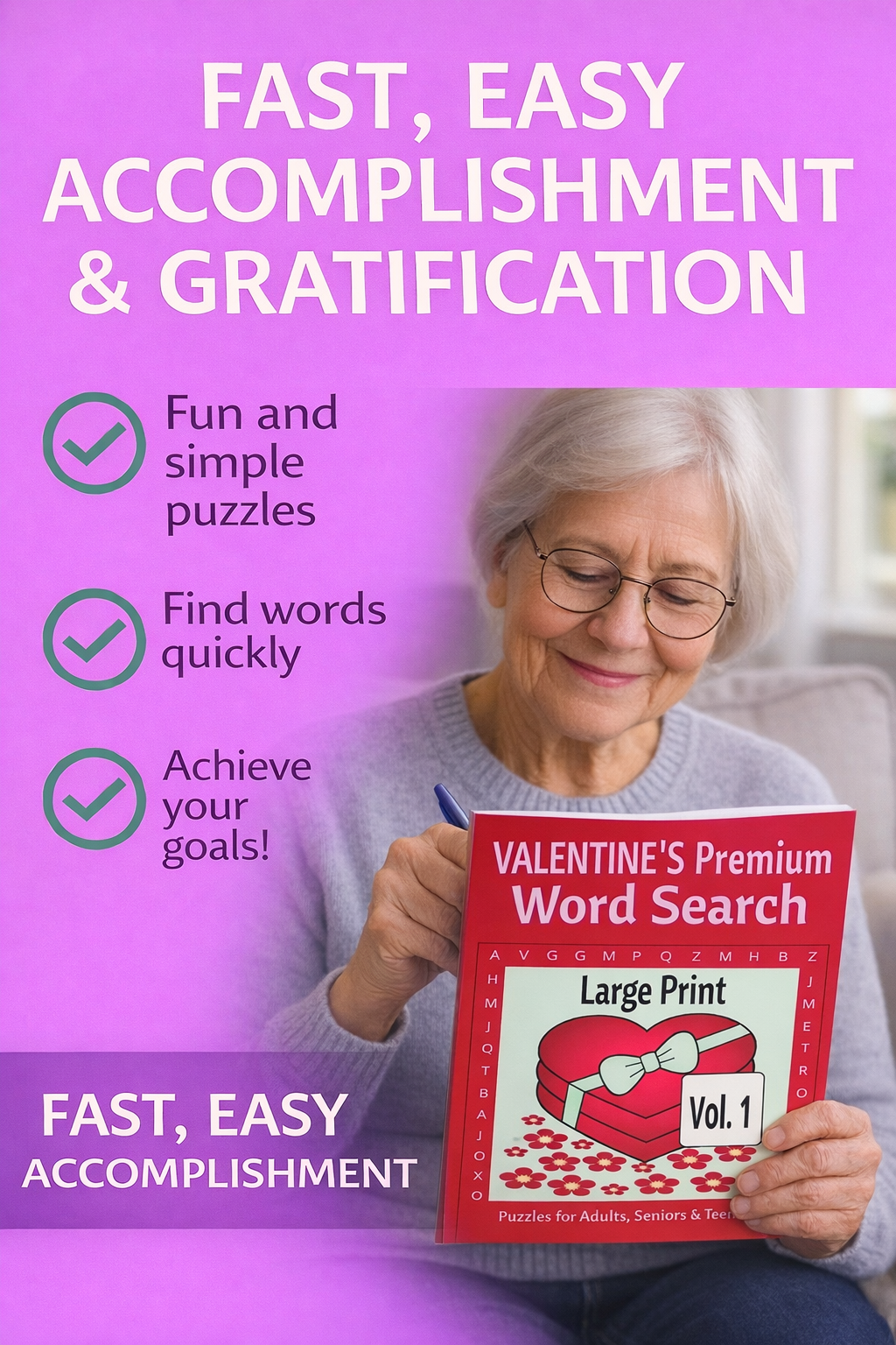Valentine Word Search – Premium 1 - Large Print -Senior Activity Book- (Instant PDF Download)