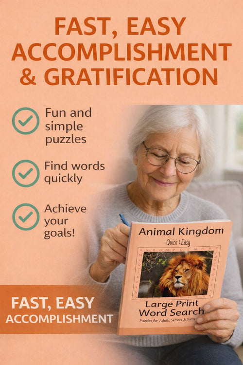 Animal Kingdom Quick & Easy - Large Print -Senior Activity Book- Word Search