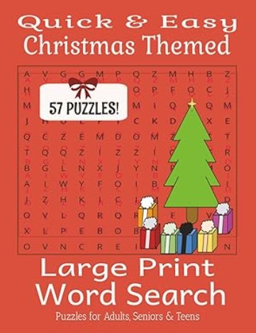Christmas Quick & Easy Word Search Puzzle - Large Print -Senior Activity Book- (Downloadable PDF)